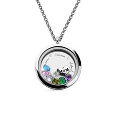 Personalized Mother's Necklace Baby Feet Charm Multicolor Round Necklace For Mother's Day, Personalized Multicolor Jewelry As Gift For Mom, Round Locket Jewelry For Birthday, Birthday Round Locket Jewelry, Multicolor Jewelry For Mother's Day Personalized Gift, Multicolor Jewelry Gift For Mom, Mother's Day Locket Jewelry For Birthday, Mother's Day Birthday Locket Jewelry, Personalized Multicolor Jewelry