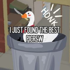 a duck in a trash can with the caption i just found the best price