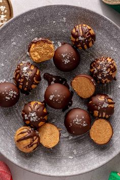 chocolate covered cookies in a bowl on a table