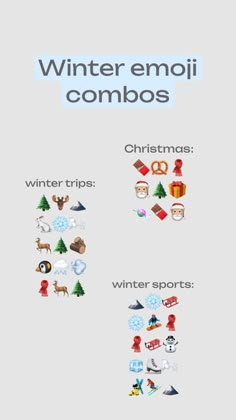 an info sheet with the words winter emoji compos and christmas trees