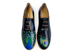 Product details: Soft elegant leather Peacock design with waterproof paints Handmade in Italy Hand-painted in the US These shoes are uniquely made for you; every time you look, they have a different story to tell. Women shoes size chart Italy Women, Waterproof Paint, Men's Wedding Shoes, Italian Leather Shoes, Chukka Boot, Peacock Design, Pumps Flat, Shoe Size Chart, Chukka Boots