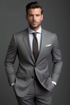 Two Piece Suit Mens, Green Suit Men, Stylish Mens Suits, Man Suits, Grey Two Piece, Mens Smart Casual Outfits, Mens Business Casual Outfits, Classy Suits, Stylish Man