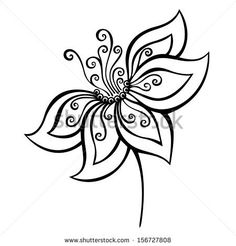 black and white drawing of a flower