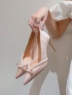 Olivia Mark - Elegant Pink Pearl Bridesmaid Heels Bridesmaid Heels, Bridesmaids Heels, Bridesmaid Pearls, Bridesmaid Shoes, Pink Pearl, Olivia Mark, Dusty Pink, New Day, Heels