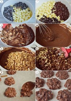 the steps to making chocolate cookies are shown