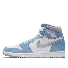 This Nike Air Jordan 1 Retro High OG "Hyper Royal" features in faded fashion across the high-quality suede panels, with Light Smoke Grey leathers gracing the collars and checks. Also, grey returns at the liner and outsole to complete the design. SKU: 555088-402 Release Date: April 17, 2021 Colorway: HYPER ROYAL/LIGHT SMOKE GREY/WHITE (AJ1/SNKR/Unisex/High Top/Basketball/Wear-resistant) Logo Wings, Jordan Model, Nike Models, Jordan 1 High Og, White Wings, Wings Logo, Air Jordan 1 Retro High Og, Air Jordan 1 Retro High, Air Jordan 3