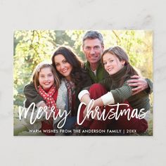 a merry christmas card with an image of the family