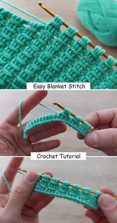 two pictures showing how to crochet the same stitch