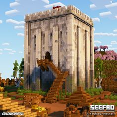 an image of a minecraft castle with stairs