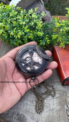 "Welcome To my store A Beautiful Sundial Compass, Perfect Gift for any occasion, Christmas, Birthday, Anniversary, Wedding Gift etc. Personalized engraving on the back makes it more unique and personal. You can have NAME, DATE, QUOTE, GPS COORDINATES, IMAGE or LOGO engraved on the back. Size of the compass is 3\" approximately. Material of compass is brass. Finish : Antique Finish Metal : Brass   Finish : silver F , black , brass Gold , antique  Finish:- Four Finish this compass please choice Required like  1st :-    Brass Golden Finish 2nd :-  Antique Finish 3rd :-   Silver finish 4th :-   Black finish  please choice Case and Wooden box you require like only compass in leather case in anchor wooden box in TRANSPARENT WOODEN BOX IN CROSS WOODEN BOX In Engraved Wood Box  Engraving on the ba Brother Gifts, Pocket Compass, Father Christmas Gifts, Gps Coordinates, Personalized Gifts For Men, Son Gift, Graduation Day, Camping Gifts, Engraved Wood