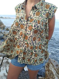 Cotton tiered top Block Print Top, Postpartum Gift, Top Christmas Gifts, Nursing Top, Tiered Tops, Post Partum, Nursing Tops, Maternity Top, Boho Gifts