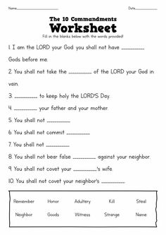 the ten commandments worksheet for children to learn how to use it in their homeschool