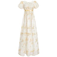 PRICES MAY VARY. Style: The victorian dress is square neck with a yellow ribbon. Short puffy sleeves, lovely dress. Back Zipper, easy to wear and off Material: The regency era dress is made of premium polyester and mesh, which is more texture. The neck and shoulder use mesh fabrics, which are more charming Package: 1800s regency gown dress *1, yellow satin sash *1. Perfect for a vintage ball with a hat and shoes Occasion: This regency period dresses perfect for tea party, renaissance festivals, Pride And Prejudice Dress, Vintage Dresses Victorian, Gown With Gloves, Jane Austen Dress, Regency Era Dress, Regency Dresses, Victorian Ball, Victorian Gown, Golden Dress