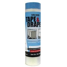 a roll of tape that is blue and white with the words tape & draper on it