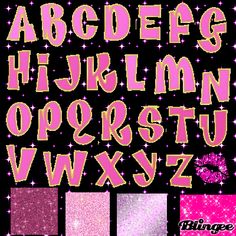 the alphabet and numbers are all different colors, but one is black with pink on it