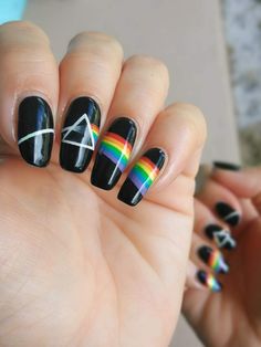 Pink Floyd Nail Art, Pink Floyd Nails, Cactus Nails, Nail 2023, Band Nails, Art Designs Ideas, Hippie Nails, Anime Nails