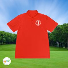 Look sharp on the golf course while also standing up and proudly advocating for people who stutter with this timeless "Golfers Stutter Too" men's polo shirt, designed specifically for golfers who stutter. A portion of proceeds will go to the National Stuttering Association (NSA) support groups -- thanks for supporting Team Stuttering! Made with 100% soft polyester, these men's sport polo shirts are moisture-wicking and snag resistant so that they stay comfy and like new for a long time to come.? Sports Polo Shirts, Support Groups, Support People, Neck Label, Support Group, Knit Collar, Polo Shirts, Golf Course, Button Placket