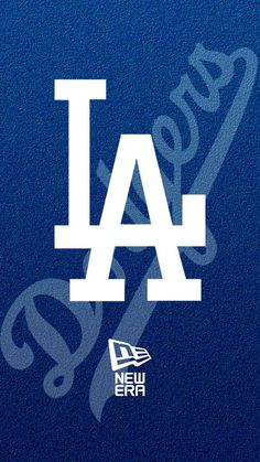 the los angeles dodgers logo is shown on a dark blue background, with white letters