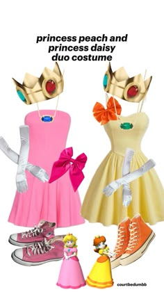 princess peach and pipie cosplay costume with bows, converse shoes and tiara