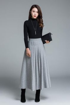 Winter Long Skirt Outfit, Winter Skirts, Long Skirt Outfits