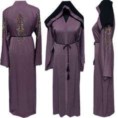 Luxury Women Zoom Bead Works Abaya Jalabiya Arab Long Dress . As a result, comes in original plastic wrap with Hijab included. Beautiful material with a premium feel. Exclusive new design Abaya.      Fabric: zoom  open front with press studs   colour: light purple   bead works  Latest new design!  Suitable for easy iron.   Do not tumble dry.  Dry clean  Abayas are known by many name such as modest Islamic clothing, jilbab, jalabiya Arab rob, long dress, Muslim clothing, Kimonos turkey abaya, Dub Purple Abaya, Plain Abaya, Abaya Fabric, New Design Abaya, Habits Musulmans, Design Abaya, Hell Lila, Abaya Kimono, Dubai Abaya