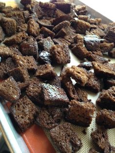 some brownies are sitting on a baking sheet