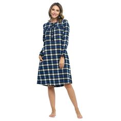 Snuggle up in this Ashford & Brooks Elegant Long Sleeve Vintage Classic Flannel Long Button-Down Nightgown Sleep Dress for Women is made from durable ultra-soft 55% Cotton /45% Polyester fabric, designed with a roomy relaxed fit making it very easy to put on and take off. The flannel Modest Night dress features; Classic Plaids patterns, pullover Sleep Shirt with easy 5 button-down closure, Long Sleeves with cuffs to keep you warm, a Round Neckline with Fancy Lace trim details, large side seam ha Plaids Patterns, Nightgown Sleep, Long Sleeve Nightgown, Sleep Gown, Hospital Gown, Sleeves With Cuffs, Pleat Top, Flannel Women, Women's Nightgowns