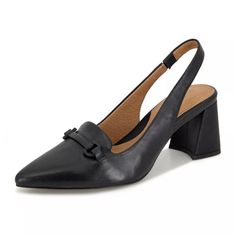 Gentle Souls By Kenneth Cole Sling Back Loader Heels Comfy Work Shoes Black Leather Nwt Block Heel Comfy Work Shoes, Loafer Heels, Lace Heels, Low Heel Shoes, Black Leather Heels, Leather Mary Janes, Sling Back, Slingback Pump, Heeled Loafers