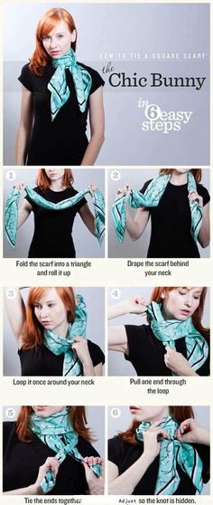 The bunny scarf, never heard it called this, but the French are different. The diagrams are clear, and in English. Wear A Scarf, Mode Casual