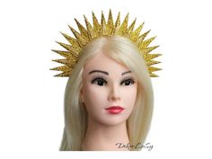 Gold Rays Crown Gold Sun Headband Sun Queen Headdress Sun Halo Goddess Costume Festival Glitter Crown - Etsy Sun Headpiece, Sun Headband, Celestial Christmas, Sun Queen, White Bridal Flowers, Sun Halo, Boho Bridal Hair, Holiday Headbands, Metallic Wedding