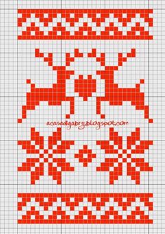 a cross stitch pattern in red and white