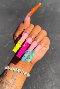 Ombre Acrylic Nails, Colored Acrylic Nails, Cute Acrylic Nail Designs, French Acrylic Nails, Dope Nail Designs, Exotic Nails, Long Acrylic Nails Coffin, Acrylic Nails Coffin Pink, Long Square Acrylic Nails