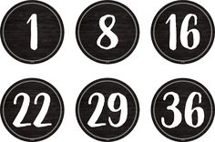 black and white numbers are arranged in the shape of circles with one number on each side