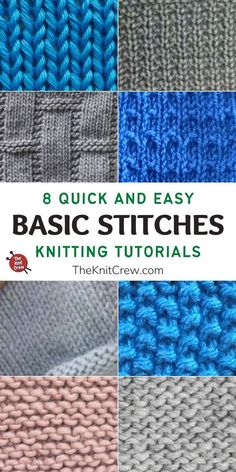 knitting instructions for beginners to learn how to knit and crochet, including the basic