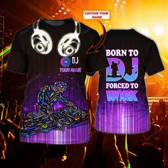 Born To Dj Forced To Work Custom T-Shirt available in T-shirt, hoodie, tank top, longsleeve, multi color and size S M L XL XXL 3XL 4XL 5XL. Shipping from the US. Easy 30 day return policy - Shop now! 6.1-ounce, 100% cotton .Double-needle neck, sleeves and hem; Roomy Unisex Fit. Ash is 99% cotton, 1% poly; Sport Grey is 90% cotton, 10% poly; Dark Heather is 50% cotton, 50% polyester .Decoration type: Digital Print. Made by Gildan 3d Tshirt, Dj Music, Music Music, Custom Tshirt Design, 3d T Shirts, Workout Tshirts, Unisex Tshirt, Family Reunion, T Shirt For Men