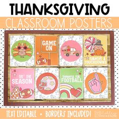 thanksgiving classroom posters with the words, game on