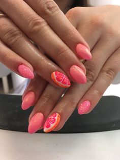 31 Super Easy Nail Designs DIY Tutorials 2023 | Beach Nails Art Trendy Summer Nails Almond, Tropical Fruit Nails, Nail Designs Almond Summer, Summer Gel Nails 2024, Summer Nail Designs 2024 Almond, South Nails, 2024 Summer Nails Almond, Cute Nail Ideas Almond Shape