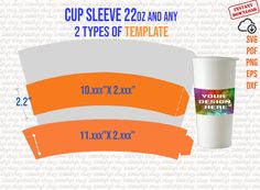 two types of paper cups with measurements for each cup and the same size as they are labeled