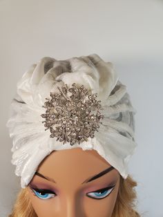 Wedding Turban/ special occasion.35 Traditional Fitted Turban For Wedding, Elegant White Headwrap Headband, Elegant White Headband Headwrap, Elegant White Headscarf For Wedding, Elegant Fitted White Turban, Elegant White Fitted Turban, Elegant White Wedding Turban, Elegant White Wedding Headscarf, Traditional Headband Fascinator For Party