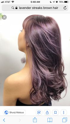 Brown Hair Violet Undertone, Purple And Brunette Hair, Chocolate Lavender Hair, Violet Brown Hair, Chocolate Mauve Hair, Blue Hair Streaks, Mauve Hair, Purple Brown Hair, Purple Hair Highlights