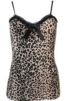 Leopard Tank Top, Leopard Tank, Couture Hats, Satin Bow, 2000s Fashion, Dream Clothes, Button Detail, Leopard Print, Cool Outfits