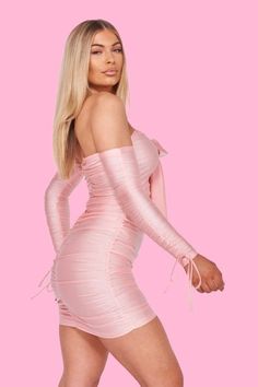 Hey beaut, give your look a fierce feminine touch with this slinky pink satin bardot mini bodycon dress. Featuring a cut out and ruched detail you’ll look like a star from any angle. Style this dress with some strappy heels and clutch for the ultimate weekend party look. Material: 95% Polyester 5% Elastane Product care: See care label Product Info Length: approx 88cm Model wears size UK 8/ EU 36/ AUS 8/ US 4 Model Height - 5ft 7" Refunds For UK orders: we have a 14-day return policy, which means Off-shoulder Ruched Bodycon Dress For Party, Glamorous Ruched Bodycon Dress For Club, Glamorous Ruched Bodycon Club Dress, Pink Ruched Satin Mini Dress, Pink Satin Ruched Mini Dress, Glamorous Pink Ruched Mini Dress, Ruched Satin Mini Bodycon Dress, Off-shoulder Ruched Satin Mini Dress, Pink Ruched Bodycon Mini Dress