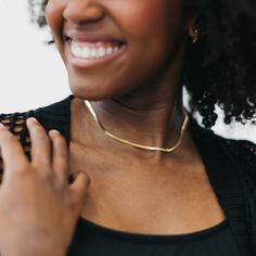 Say hello to The Ella Herringbone Necklace! This necklace is sleek, waterproof and the perfect way to elevate your look without exerting a lot of effort! Chains are a staple in every jewelry box and this one can be worn solo or layered with your favorite pieces, whether your outfit is casual or dressy. Grab one for yourself but don't forget that It also makes a great gift for the fashionista in your life. Measurements: 14.75"-17.5" long and includes extender Waterproof Gold Plated Stainless Stee Herringbone Necklace, Elevate Your Look, Say Hello, Herringbone, Are You The One, Don't Forget, Jewelry Box, Great Gifts, Sleek