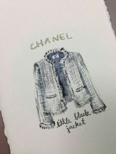 a drawing of a jacket with the words chanel written on it and an image of a shirt