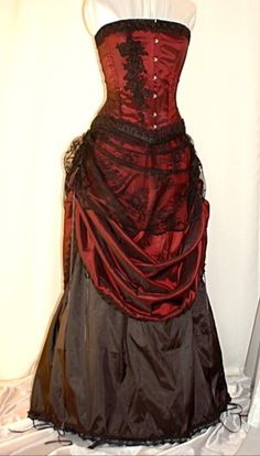 Victorian dress Red And Black Wedding Dress, Victorian Era Dresses, Rigor Mortis, Victorian Gown, Old Fashion Dresses, Fantasy Dresses, Grad Dresses, Gothic Dress, Historical Dresses