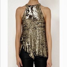 Brand New, Never Worn, No Tags. 3.1 Phillip Lim High Neck Silk Sequin Asymmetric Ruffle Sleeveless Tank Top. Fully Sequined, Asymmetric Ruffle Hem, Racerback. Antique Gold Sequins, Slightly Darker Tinge So Color Is Not As Flashy. Size 2. Elegant Asymmetrical Tank Top For Party, Chic Asymmetrical Hem Tank Top For Night Out, Sleeveless Tops For Cocktail And Party Season, Asymmetrical Hem Tank Top For Summer Party, Summer Party Tank Top With Asymmetrical Hem, Sleeveless Tops For Spring Cocktail, New Years Eve Tops, Gold Sequin Top, Holiday Sparkle