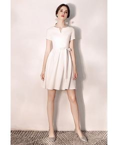 Shop Pretty Little White Hoco Party Dress With Sash Sleeves online. All instock with free shipping. Pro since 2009. White Belted Mini Dress For Spring, Spring White Belted Mini Dress, White Belted Mini Dress, Belted White Mini Dress, White Belted A-line Dress, White Hoco Dress, Hoco Party, Cute Hoco Dresses, Pretty Shorts