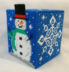 a blue box with a snowman on it