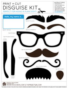 a paper cut out of a man's face with glasses and mustaches