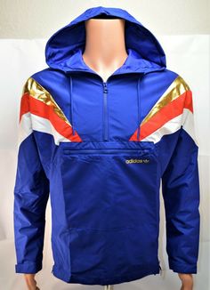 100% Authentic Guaranteed Brand New. Adidas Fontanka Red & White & Blue & Gold Track Windbreaker Hoodie Jacket Sz Small (S) NEW CX4752. Check Out the Pictures for more details.  Fabric: 100% Polyester Size: Small (S) Size: Width (Pit to Pit) 28" & Lenght (Back) 31" Color: Red & White & Blue & Gold Condition: Brand New With Tag. BRAND NEW WITH TAGS. All items come from a pet & smoke free home. B4 Urban Blue Windbreaker With Double Hood, Urban Blue Windbreaker With Double-lined Hood, Red Hooded Windbreaker With Drawstring Hood, Red Hooded Windbreaker With Drawstring, Sporty Blue Adidas Windbreaker, Urban Blue Windbreaker With Adjustable Hood, Blue Adidas Sporty Windbreaker, Adidas Blue Sporty Windbreaker, Blue Hooded Windbreaker For Streetwear